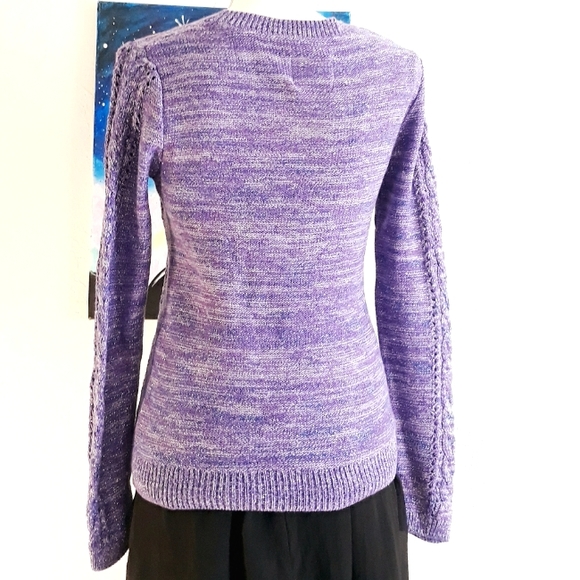 Justice Purple Sparkle Cable Knit Sweater - Girl's 18 - Picture 8 of 10